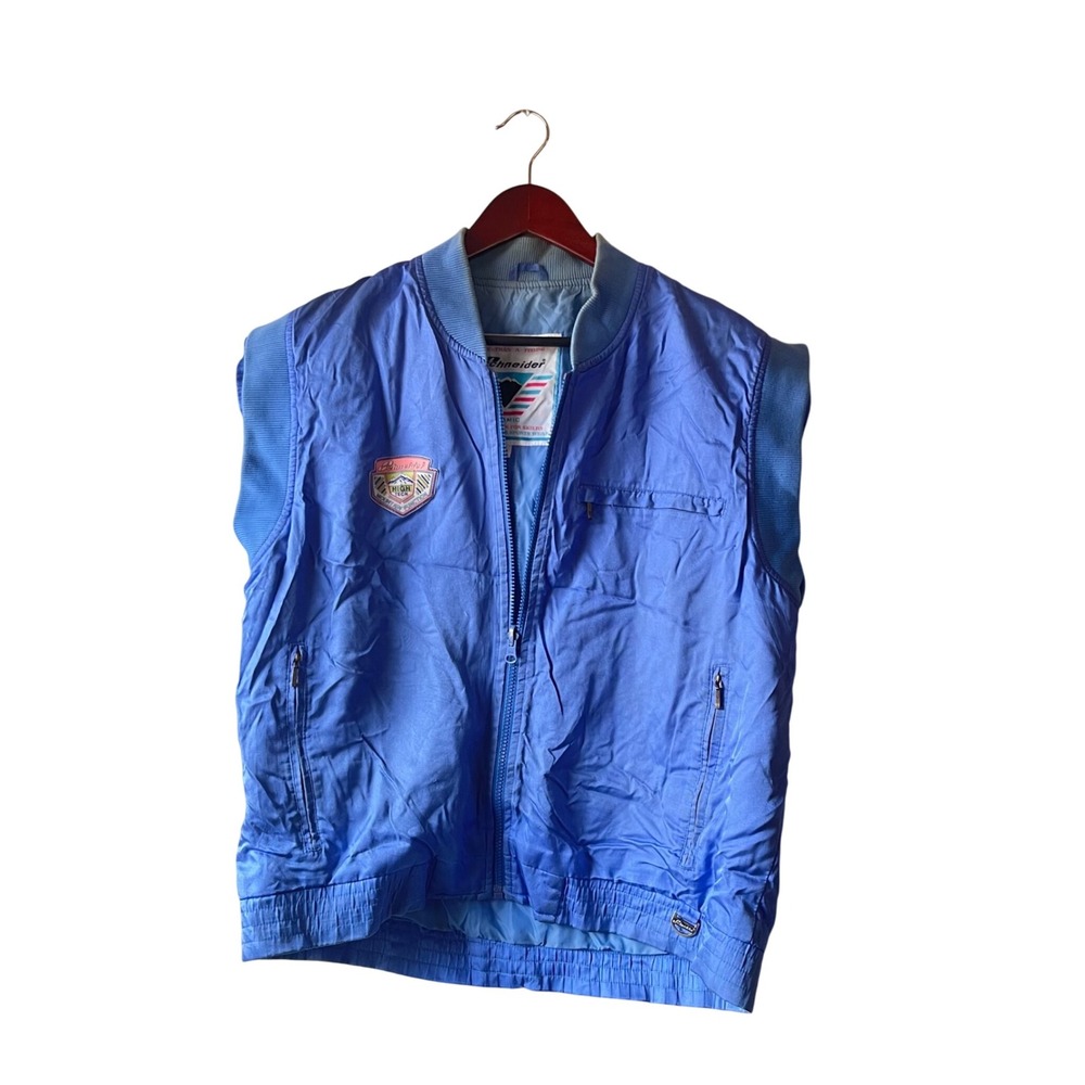 Vintage‎ 1980s Schneider Ski Vest Sleeveless Jacket Blue Mens Sportswear Coat XL